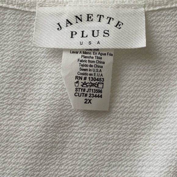 Janette Plus White and Bright Orange Boxy Blouse - Picture 5 of 5